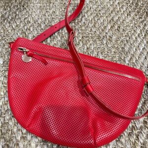 Clare V Red Perforated Crossbody Bag